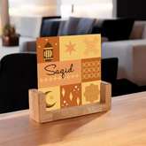 Personalized Moon and Duas Acrylic Frame With Wooden Base